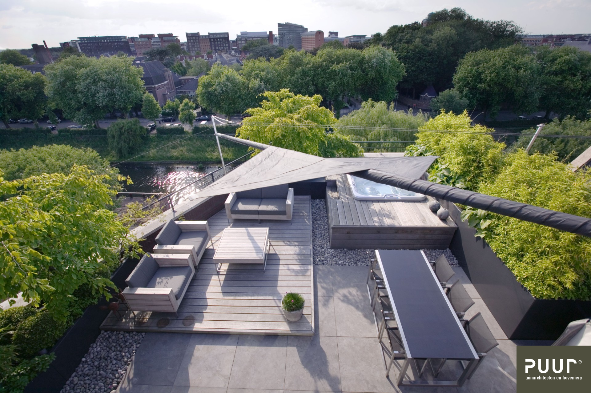 Wellnesstuin bij penthouse | Daktuin op plat dak in Den Bosch | Puur Groen